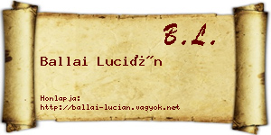 Ballai Lucián névjegykártya
